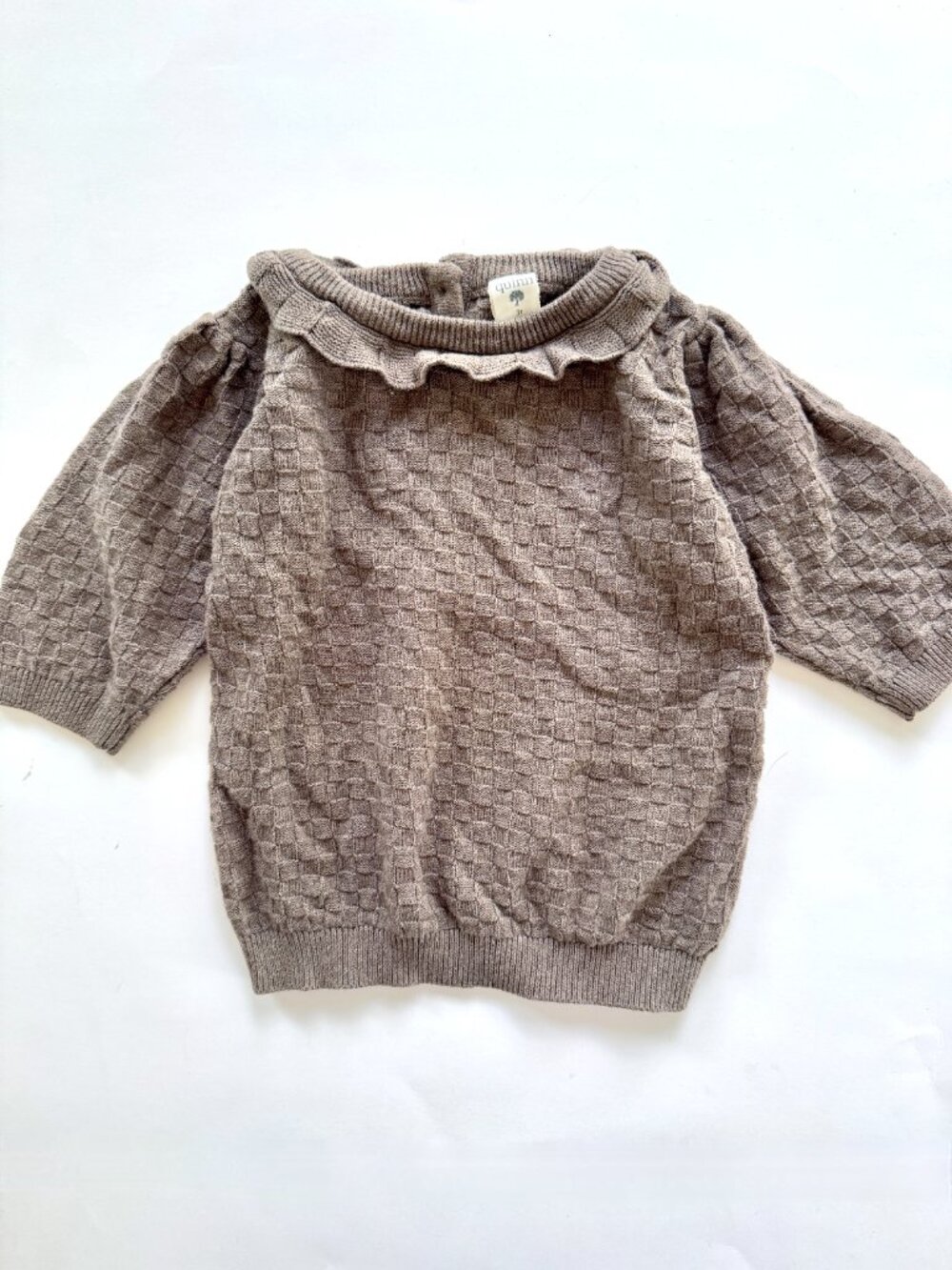 Kate Quinn Girls Ruffle Collar Knit Sweater 3T Tan